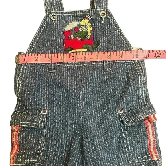 Vintage Baby Stripped Denim Shortall Dinosaur Train Shorts size 12 months - Picture 7 of 11